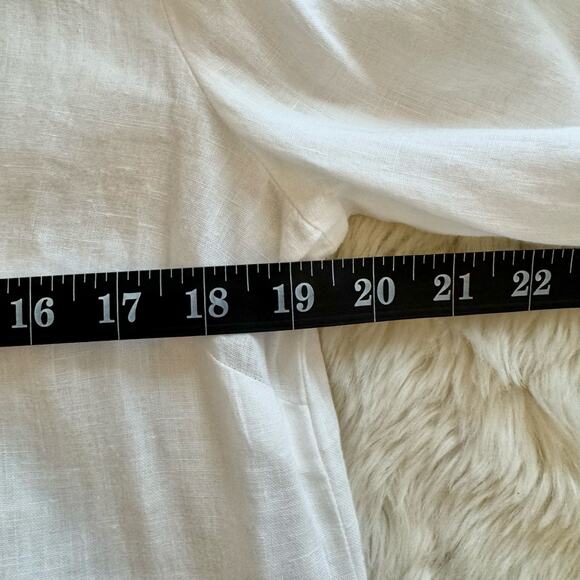 Saks Fifth Avenue White Linen V Neck Boxy Tunic Blouse Medium - Picture 7 of 10